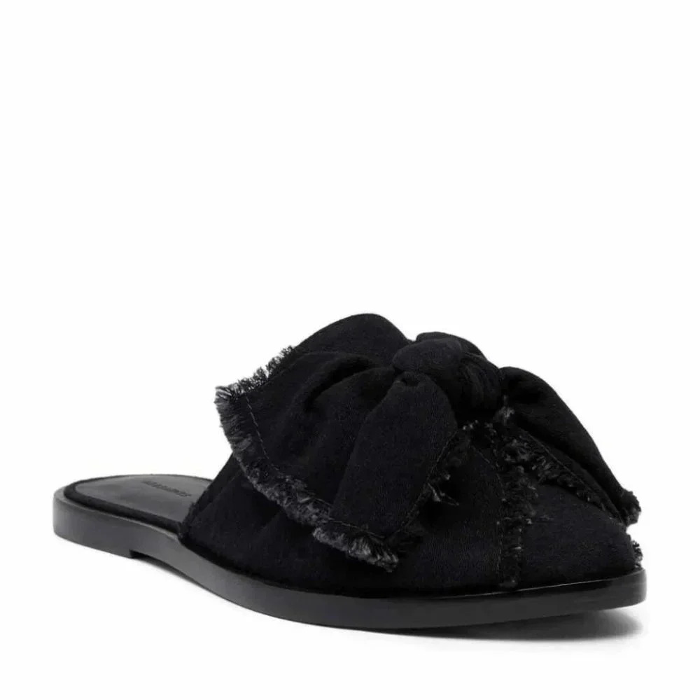 All Saints Mules Knit Bow Slides Flats Black Slip on Size 7 whimsigoth boho